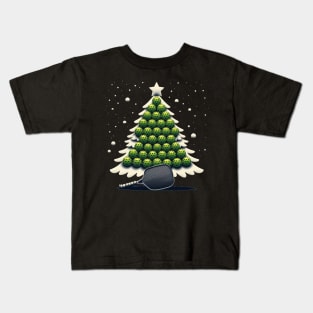 Pickleball Christmas Tree Xmas Kids T-Shirt